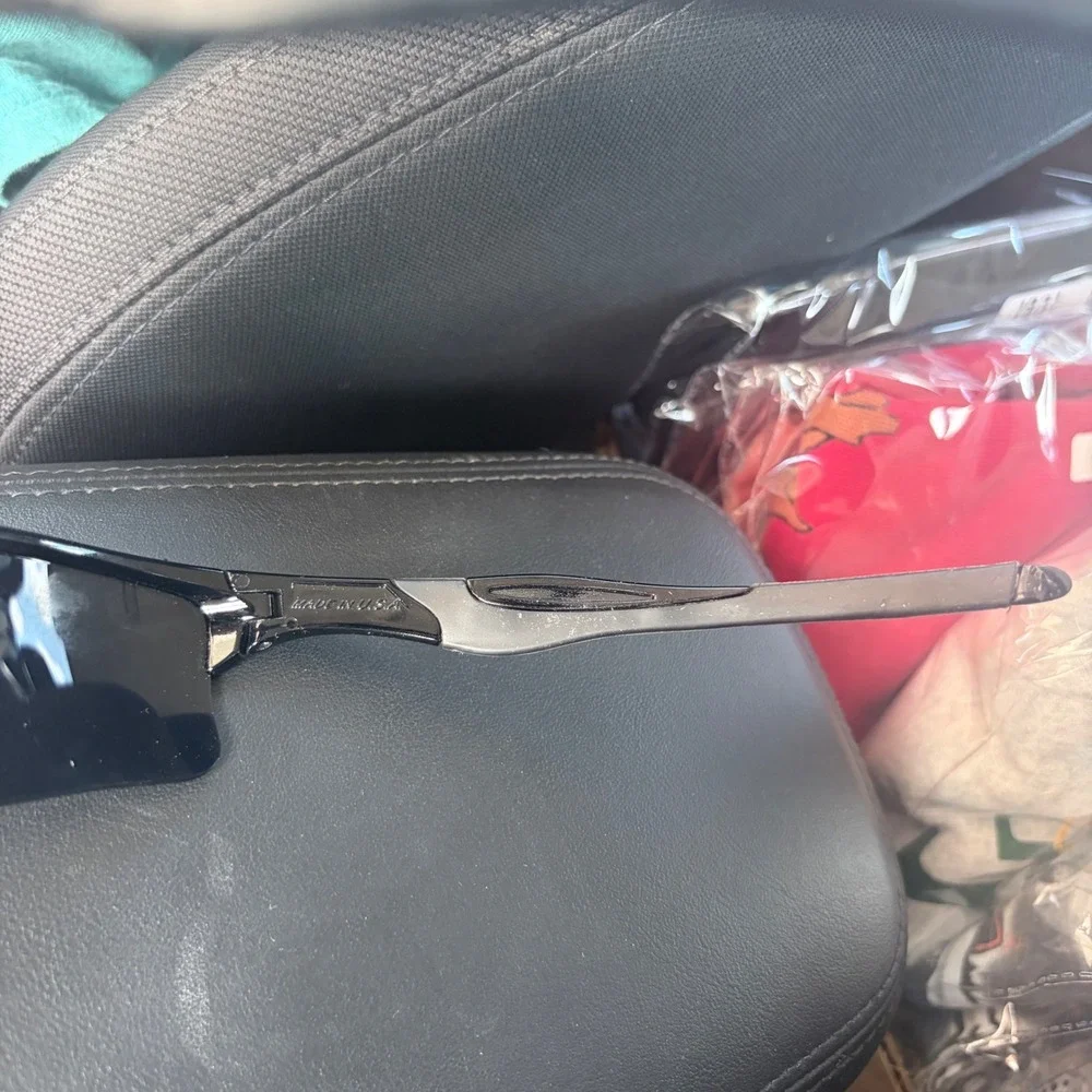 Vintage Oakley Flak Jacket Sunglasses Black Semi Rimless Sport Wrap with Case